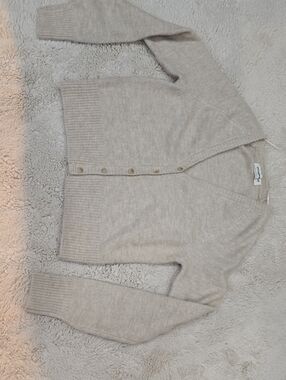 Free People Soft Beige V-Neck Button Cardigan